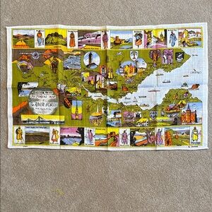 Vintage Linanne MCM Tea Towel titled Pictoral Map of the River Forth (Scotland)